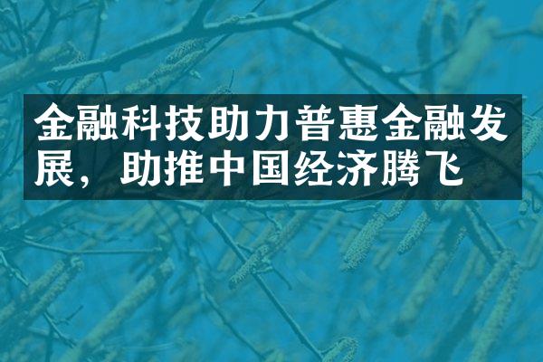 金融科技助力普惠金融发展，助推中国经济腾飞