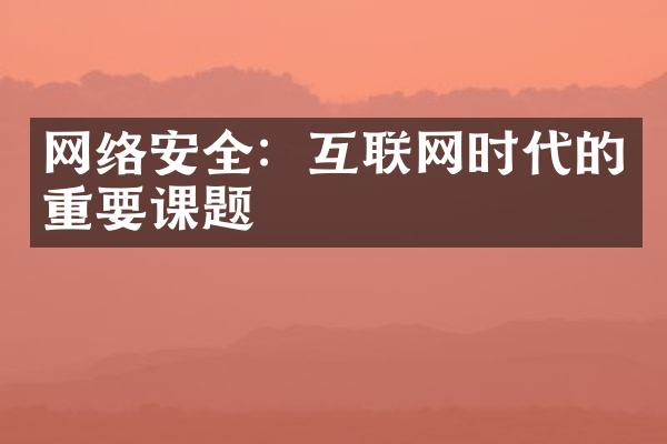 网络安全：互联网时代的重要课题