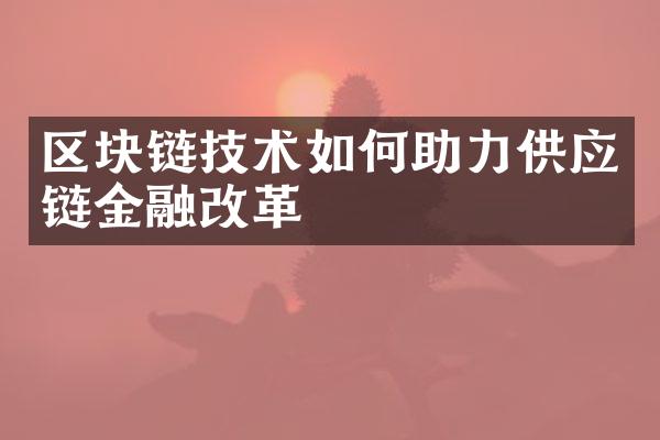 区块链技术如何助力供应链金融改革