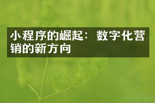 小程序的崛起：数字化营销的新方向