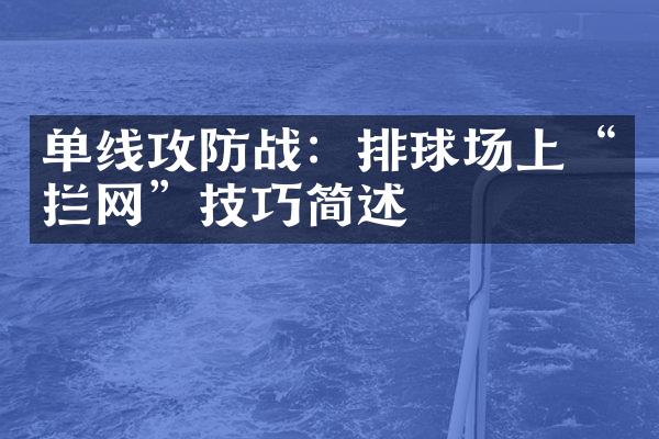 单线攻防战：排球场上“拦网”技巧简述