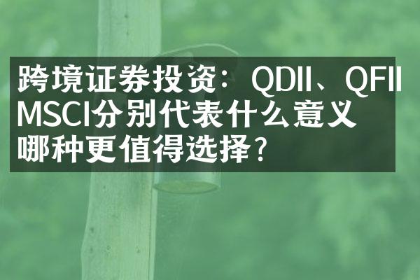 跨境证券投资：QDII、QFII、MSCI分别代表什么意义？哪种更值得选择？