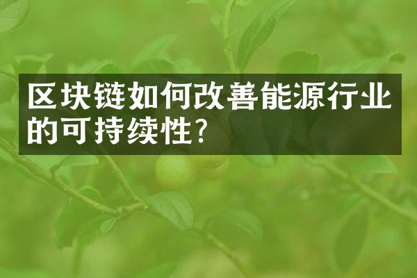 区块链如何改善能源行业的可持续性？