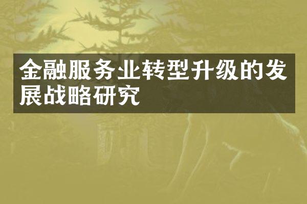 金融服务业转型升级的发展战略研究