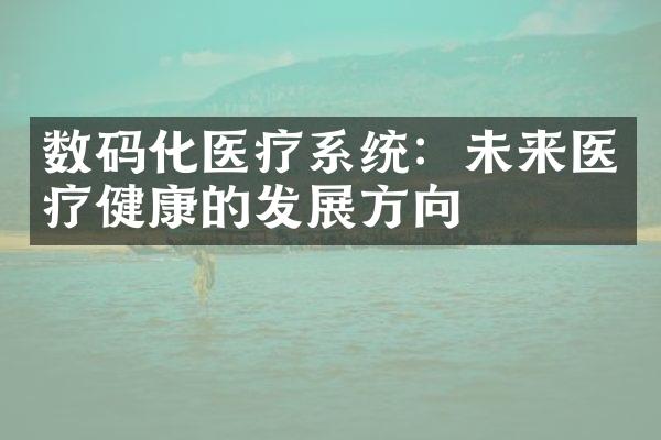 数码化医疗系统：未来医疗健康的发展方向