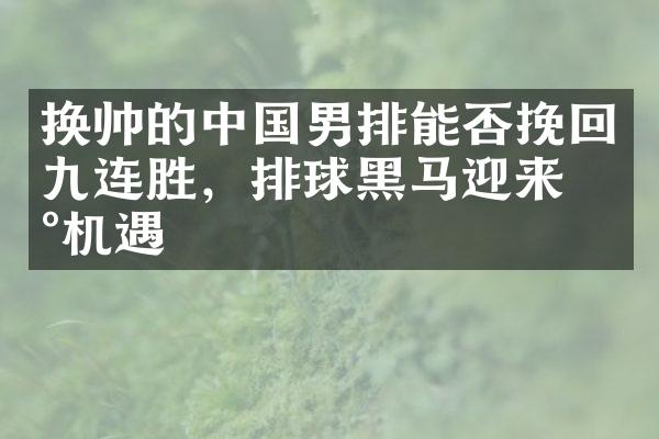 换帅的中国男排能否挽回九连胜，排球黑马迎来新机遇