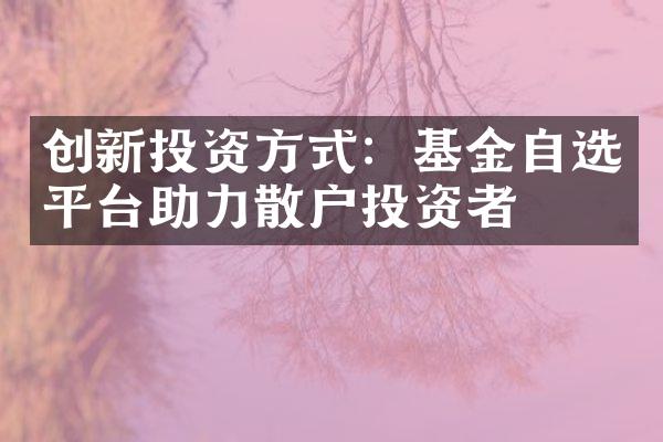 创新投资方式：基金自选平台助力散户投资者