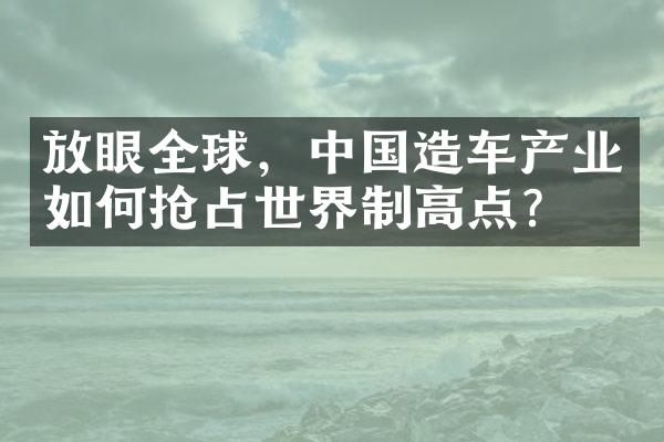 放眼全球，中国造车产业如何抢占世界制高点？