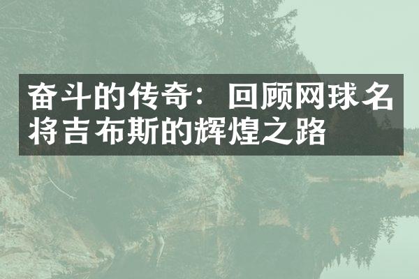 奋斗的传奇：回顾网球名将吉布斯的辉煌之路