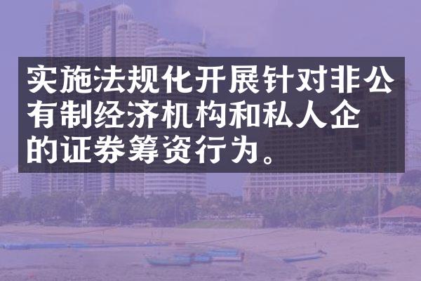 实施法规化开展针对非公有制经济机构和私人企业的证券筹资行为。