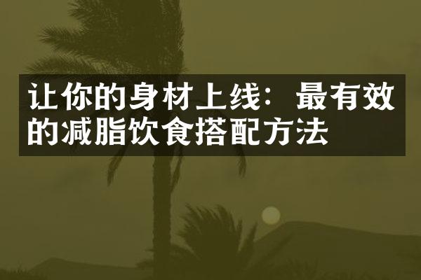 让你的身材上线：最有效的减脂饮食搭配方法