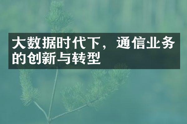 大数据时代下，通信业务的创新与转型