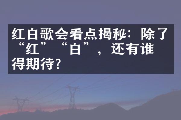 红白歌会看点揭秘：除了“红”“白”，还有谁值得期待？