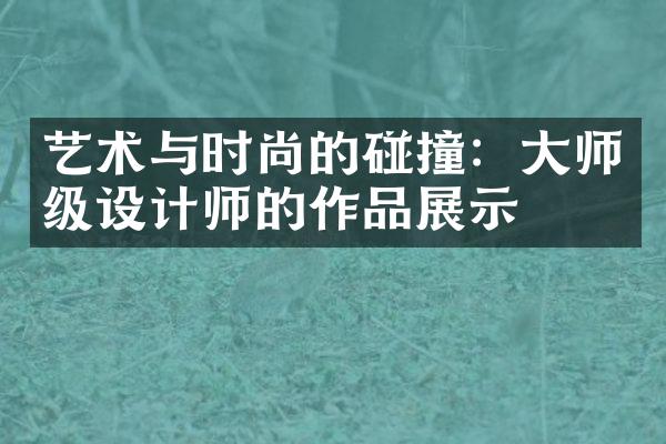 艺术与时尚的碰撞：师级设计师的作品展示