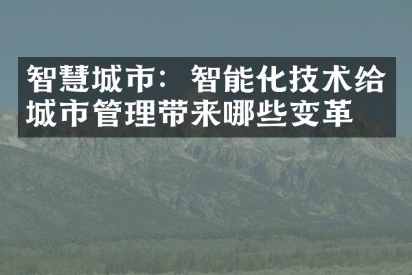 智慧城市：智能化技术给城市管理带来哪些变革？