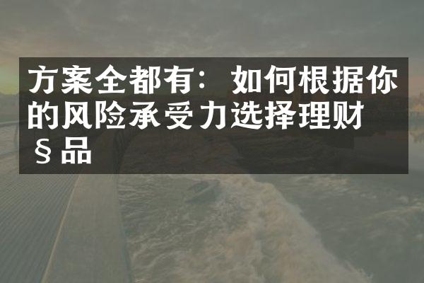 方案全都有：如何根据你的风险承受力选择理财产品