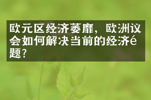 欧元区经济萎靡，欧洲议会如何解决当前的经济问题？