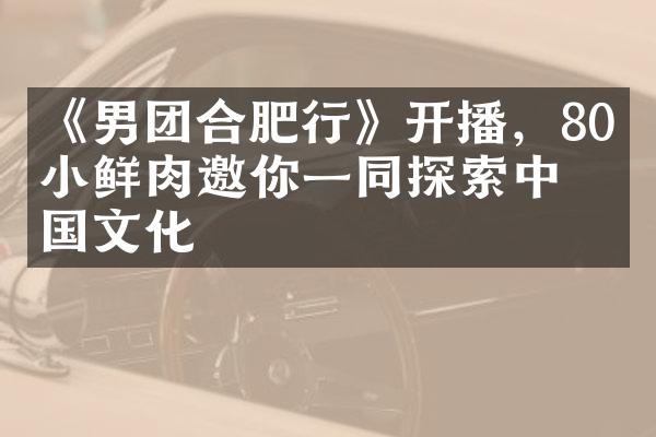 《男团合肥行》开播，80后小鲜肉邀你一同探索中国文化