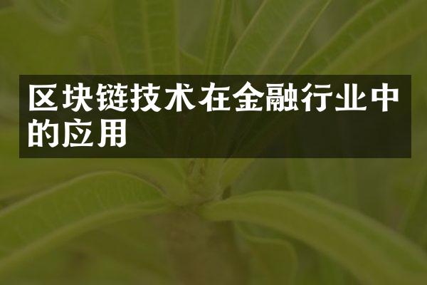 区块链技术在金融行业中的应用