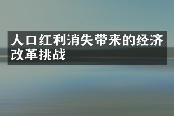 人口红利消失带来的经济改革挑战