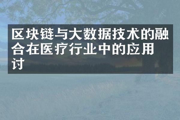 区块链与大数据技术的融合在医疗行业中的应用探讨