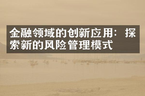 金融领域的创新应用：探索新的风险管理模式