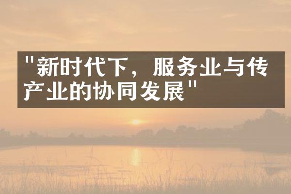 "新时代下，服务业与传统产业的协同发展"