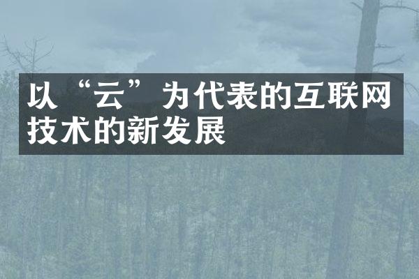 以“云”为代表的互联网技术的新发展