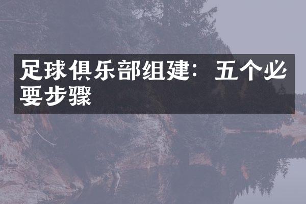 足球俱乐部组建：五个必要步骤