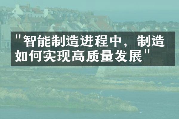 "智能制造进程中，制造业如何实现高质量发展"