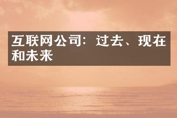 互联网公司：过去、现在和未来