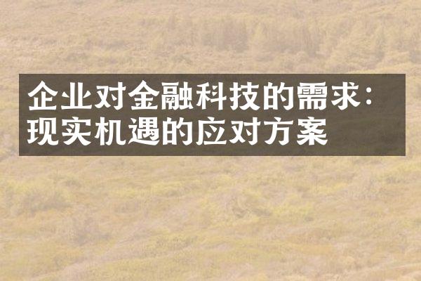 企业对金融科技的需求：现实机遇的应对方案