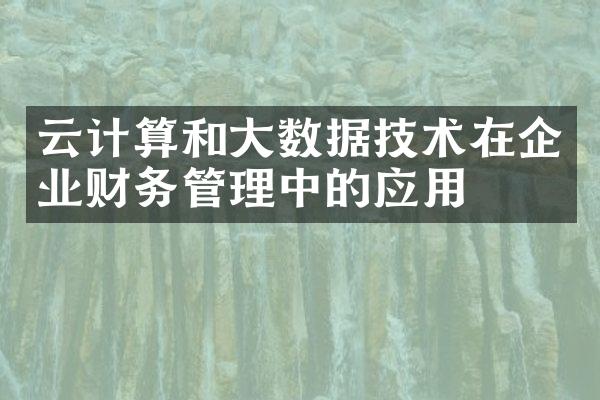 云计算和大数据技术在企业财务管理中的应用