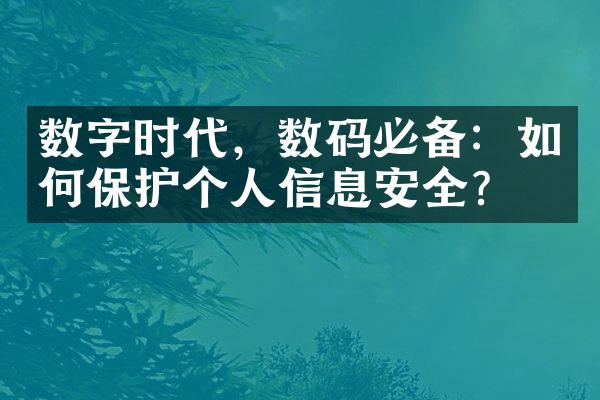 数字时代，数码必备：如何保护个人信息安全？