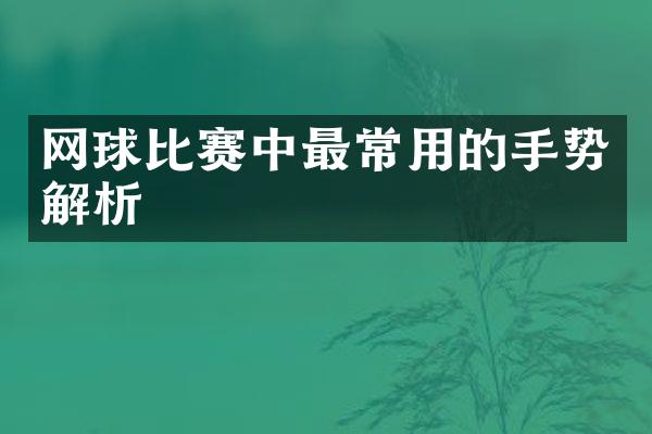 网球比赛中最常用的手势解析