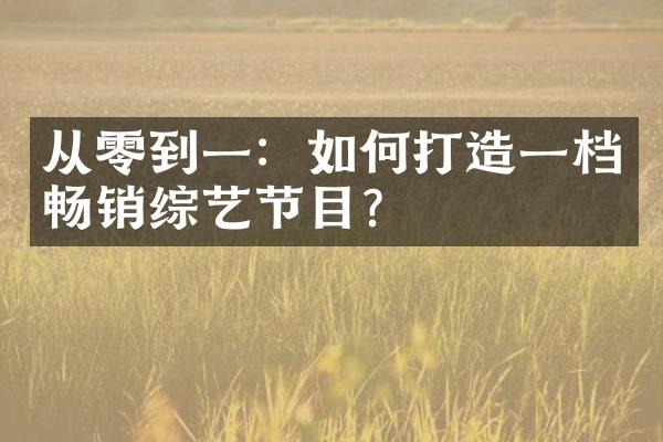 从零到一：如何打造一档畅销综艺节目？