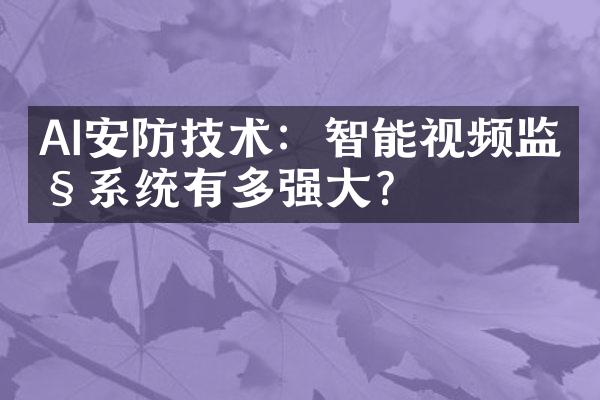 AI安防技术：智能视频监控系统有多强大？