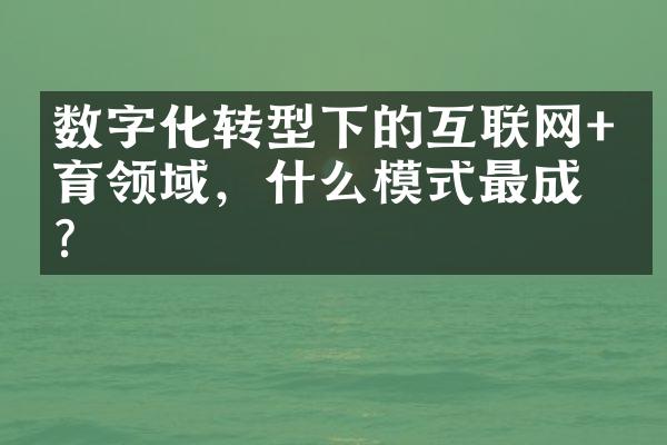 数字化转型下的互联网+教育领域，什么模式最成功？