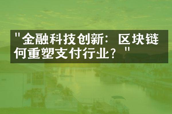 "金融科技创新：区块链如何重塑支付行业？"