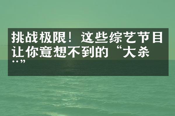 挑战极限！这些综艺节目让你意想不到的“杀器”