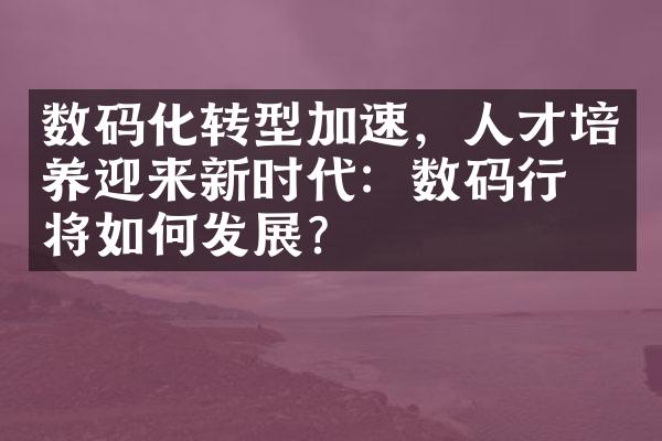 数码化转型加速，人才培养迎来新时代：数码行业将如何发展？