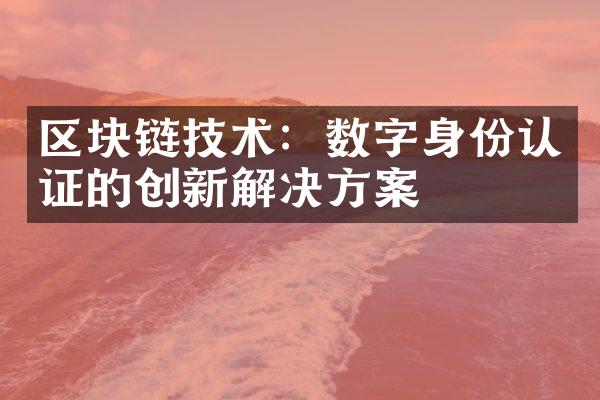 区块链技术：数字身份认证的创新解决方案