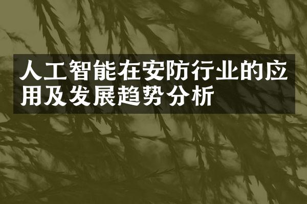 人工智能在安防行业的应用及发展趋势分析