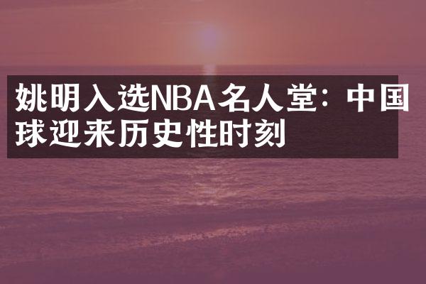 姚明入选NBA名人堂: 中国篮球迎来历史性时刻