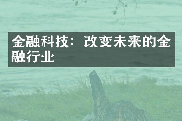 金融科技：改变未来的金融行业