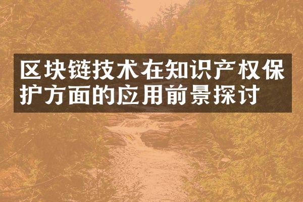 区块链技术在知识产权保护方面的应用前景探讨