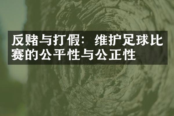 反赌与打假：维护足球比赛的公平性与公正性