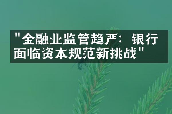 "金融业监管趋严：银行业面临资本规范新挑战"