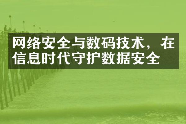 网络安全与数码技术，在信息时代守护数据安全