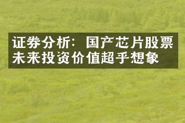 证券分析：国产芯片股票未来投资价值超乎想象